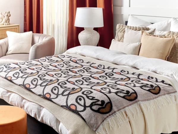 Pledd Flerfarget Akryl Polyester 130 x 170 cm Ansiktsmotiv Abstrakt mønster Frynser Moderne Dekorasjon Tekstil Stue Soverom Sengeteppe