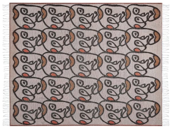 Filt Flerfärgad Akryl Polyester 130 x 170 cm Ansiktsmotiv Abstrakt Mönster Tofsar Modern Stil Vardagsrum Sovrum Accentstycke