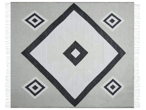 Plaid Sort Grå Akryl og Polyester 130 x 170 Dekorativ Blød Slumretæppe med Frynser Kvaster til Sofaen Sengen Tilbehør Sengetæppe Indendørs