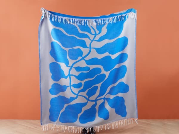 Plaid Blå Grå Akryl og Polyester 130 x 170 Dekorativ Mønstret Stribet Slumretæppe med Frynser Kvaster til Sofaen Sengen Tilbehør Sengetæppe