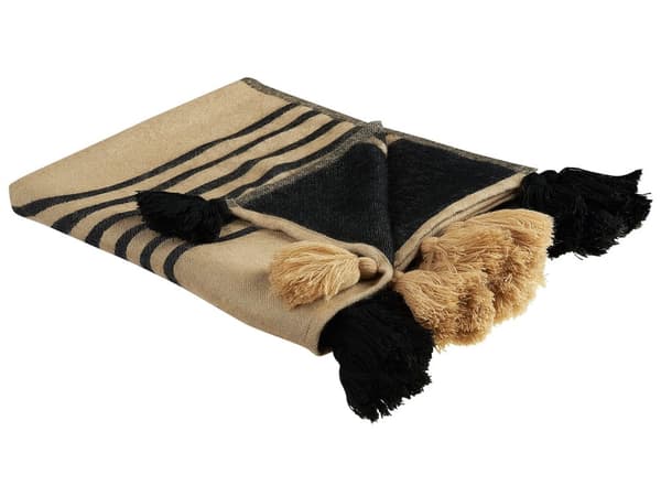 Viltti beige musta 130 x 170 cm akryyli polyesteri abstrakti kuvio tupsut moderni