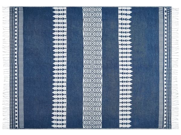 Filt Blågrön Akryl och Polyester 130 x 170 cm Sängkast Geometriskt Mönster Fransar Sovrum Vardagsrum