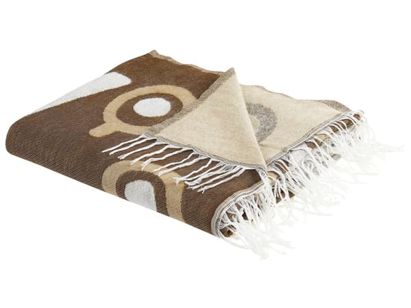 Filt Brun Akryl och Polyester 130 x 170 cm Säng Överkast Hästmönster Fransar Sovrum Vardagsrum
