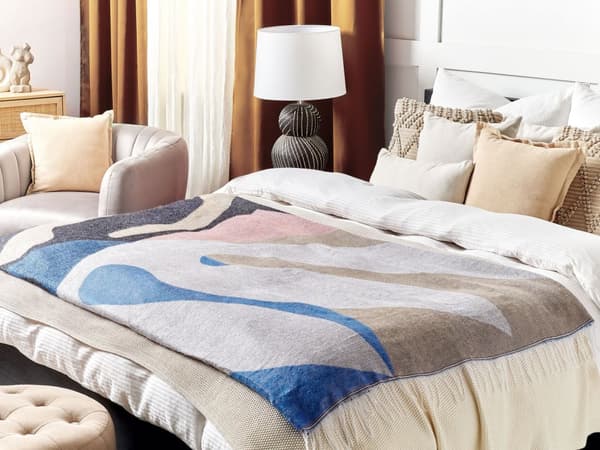 Filt Flerfärgad Akryl och Polyester 130 x 170 cm Sängkast Abstrakt Mönster Fransar Sovrum Vardagsrum