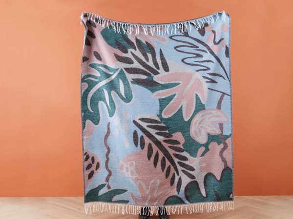 Plaid Tæppe Multifarvet Polyester 130 x 170 cm Moderne Blød Slumretæppe Design med Frynser Abstrakt Mønster Soveværelse Tilbehør