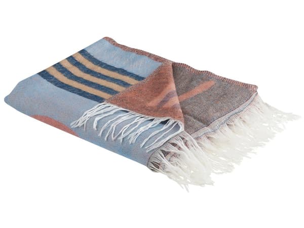Plaid Tæppe Rød Multifarvet Polyester 130 x 170 cm Moderne Blød Slumretæppe Design med Frynser Abstrakt Mønster Soveværelse Tilbehør