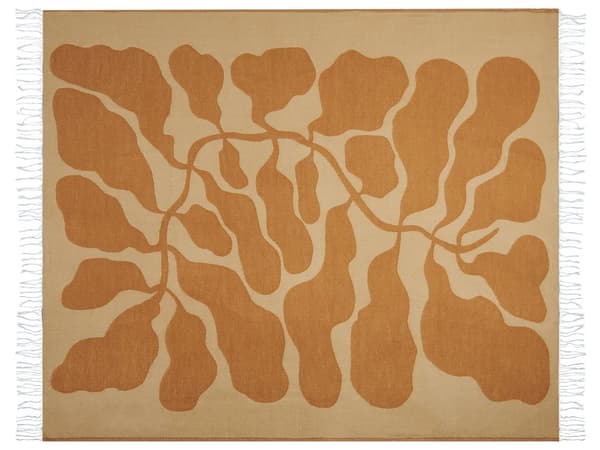 Filt Beige och Orange Polyester och Akrylblandning 130 x 170 cm Dekorativt Överkast Abstrakt Mönster