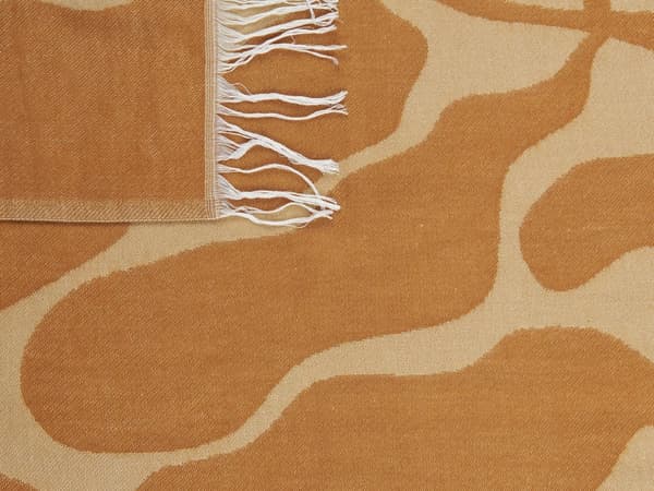 Filt Beige och Orange Polyester och Akrylblandning 130 x 170 cm Dekorativt Överkast Abstrakt Mönster