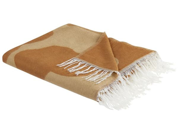 Filt Beige och Orange Polyester och Akrylblandning 130 x 170 cm Dekorativt Överkast Abstrakt Mönster