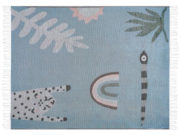 Filt Blå Polyester- och Akrylblandning 130 x 170 cm Dekorativ Pläd Djur Omvänt Mönster