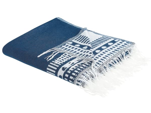Pledd Blågrønn Akryl Polyester 130 x 170 cm Frynser Geometrisk mønster Sengeteppe Dekorativt Soverom Stue
