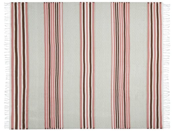 Pledd Rosa Beige Akryl Polyester 130 x 170 cm Frynser Stripete mønster Sengeteppe Dekorativt Soverom Stue