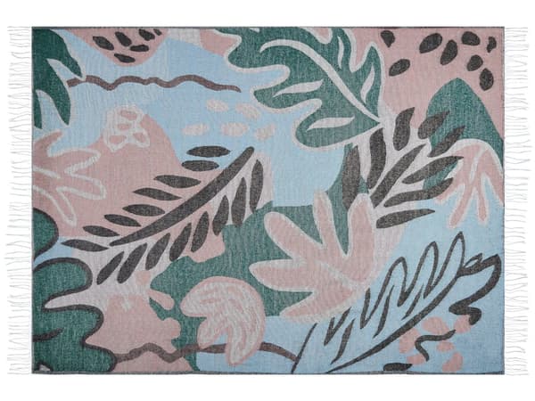 Filt Flerfärgad Polyester och Akrylblandning 130 x 170 cm Dekorativ Blommigt Mönster Dubbelsidigt Mönster