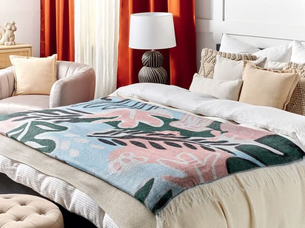 Filt Flerfärgad Polyester och Akrylblandning 130 x 170 cm Dekorativ Blommigt Mönster Dubbelsidigt Mönster