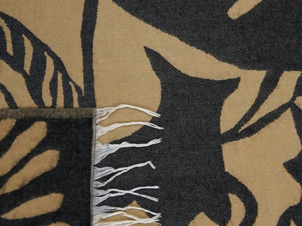 Filt Beige och Svart Polyester och Akrylblandning 130 x 170 cm Dekorativ Abstrakt Mönster Dubbelsidigt Mönster