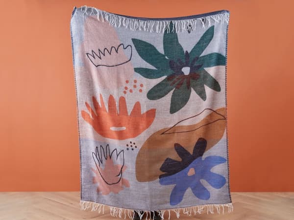 Filt Flerfärgad Polyester och Akrylblandning 130 x 170 cm Dekorativ Blommigt Mönster