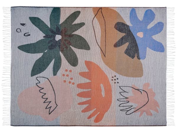 Filt Flerfärgad Polyester och Akrylblandning 130 x 170 cm Dekorativ Blommigt Mönster