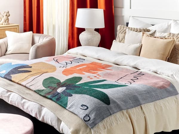 Filt Flerfärgad Polyester och Akrylblandning 130 x 170 cm Dekorativ Blommigt Mönster