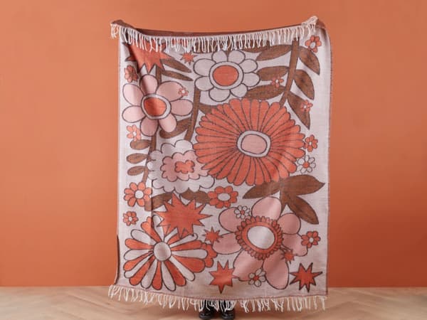 Pledd Flerfarget Polyester Akryl 130 x 170 cm Frynser Blomstermønster Dekorativt Tilbehør Sengeteppe Soverom Stue