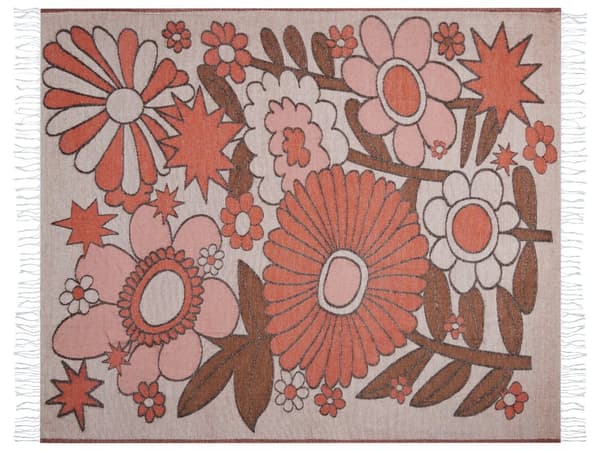 Pledd Flerfarget Polyester Akryl 130 x 170 cm Frynser Blomstermønster Dekorativt Tilbehør Sengeteppe Soverom Stue