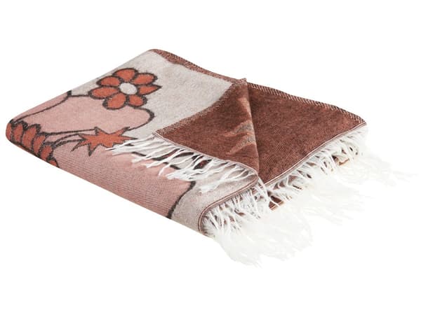Pledd Flerfarget Polyester Akryl 130 x 170 cm Frynser Blomstermønster Dekorativt Tilbehør Sengeteppe Soverom Stue