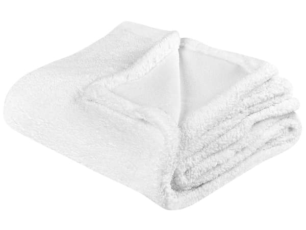 Filt Vit Fuskpäls 125 x 150 cm Teddybjörn Mjuk Fluffig Dekorativt Hemtillbehör
