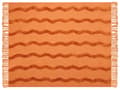 Miniatyrbild 4 av 6: Filt Orange Bomull 125 x 150 cm Geometriskt Mönster Stickad Överkast Boho Stil Vardagsrum Sovrum