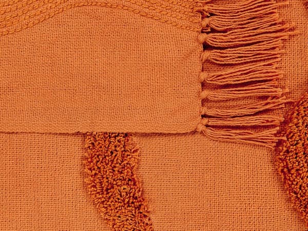 Filt Orange Bomull 125 x 150 cm Geometriskt Mönster Stickad Överkast Boho Stil Vardagsrum Sovrum