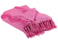 Miniatyrbild 1 av 6: Filt Rosa Bomull 125 x 150 cm Geometriskt Mönster Stickad Överkast Boho Stil Vardagsrum Sovrum
