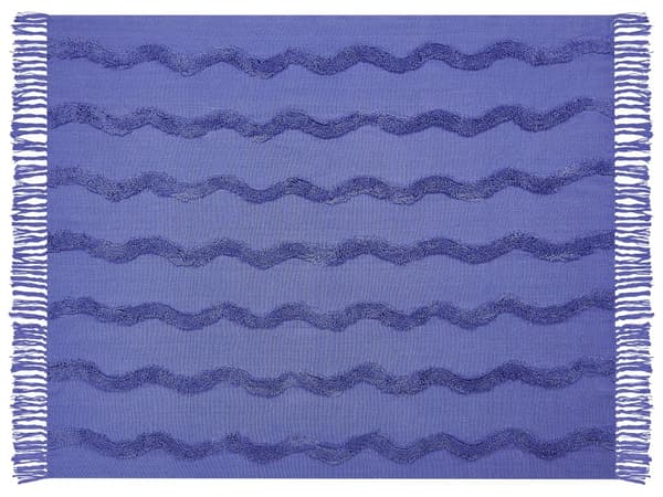Plaid Violet Bomuld 125 x 150 cm Blød Hyggetæppe til Sofa Moderne Bølge Mønster Varm Bomuldstæppe Design Skandinavisk Senge Plaid