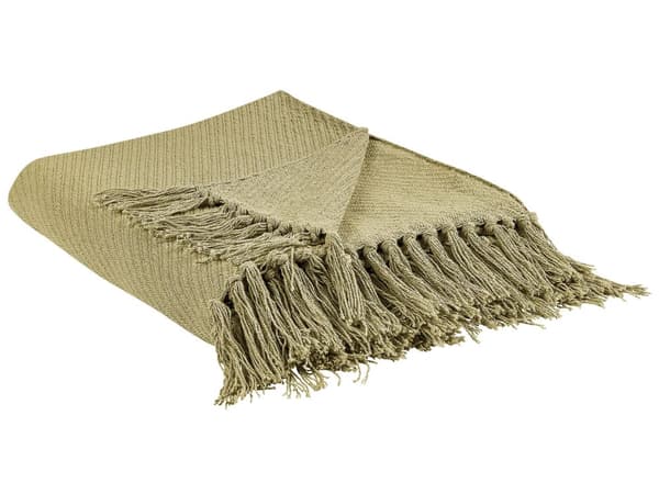 Plaid Grøn Bomuld 125 x 150 cm Blød Hyggetæppe til Sofa Moderne Tekstureret Stribet Varm Hyggetæppe Design Skandinavisk Inspiration