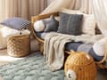 Miniatyrbillede 2 af 6: Tæppe Beige Bomuld 125 x 150 cm Geometrisk Mønster Strikket Boho Stil Stue Soveværelse Accentstykke