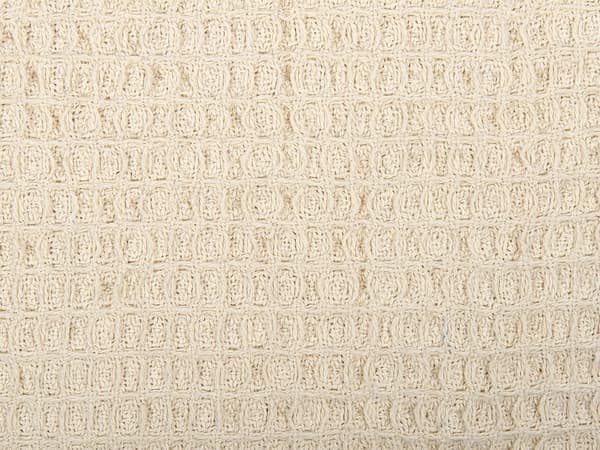 Viltti beige puuvilla 125 x 150 cm vohvelikuviolla ja hapsuilla boho-tyyli