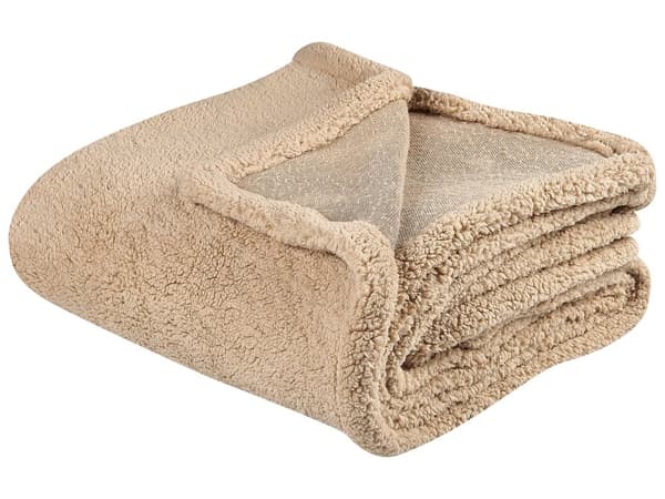 Peitto beige tekoturkis 125 x 150 cm teddy bear pehmeä materiaali perinteinen sisustus