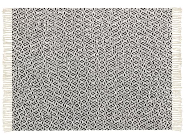 Torkkupeitto mustavalkoinen 125 x 150 cm puuvilla konepestävä geometrinen kuvio hapsut moderni