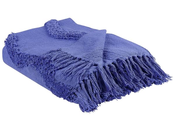 Viltti violetti puuvilla 125 x 150 cm geometrinen aaltokuvio hapsuilla boho-tyyli