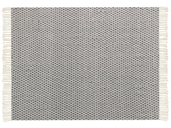 Filt Svart och Vitt Bomull Geometriskt Mönster 125 x 150 cm Sängöverkast Traditionellt Vardagsrum Sovrum