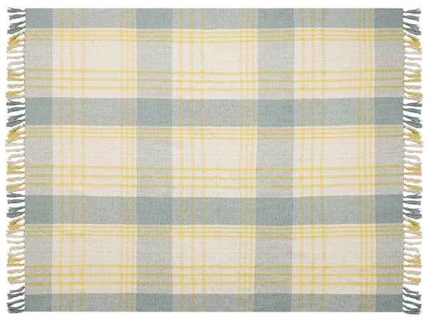 Pledd Gul Grønn Bomull 125 x 150 cm Frynser Gingham Rutete mønster Moderne Skandinavisk Sengeteppe Dekorasjon Tekstil Tilbehør