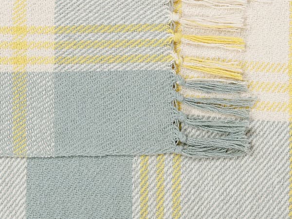 Pledd Gul Grønn Bomull 125 x 150 cm Frynser Gingham Rutete mønster Moderne Skandinavisk Sengeteppe Dekorasjon Tekstil Tilbehør