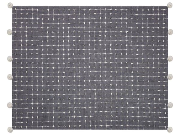 Pledd Grå Bomull 125 x 150 cm Dusker Rutete mønster Sengeteppe Dekorasjon Tekstil Tilbehør