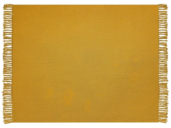 Pledd Sennepsgul Bomull 125 x 150 cm Frynser Tradisjonelt Sengeteppe Dekorasjon Tekstil Tilbehør Stue Soverom