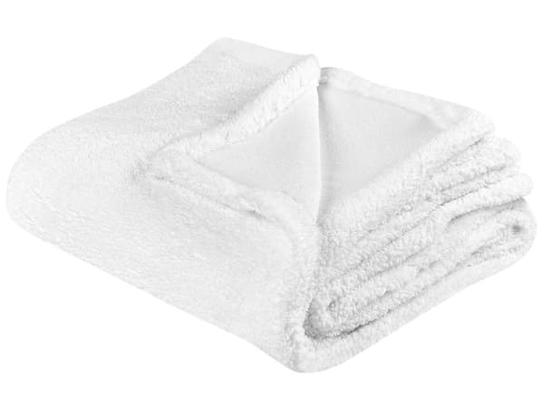 Pledd Hvit Fuskepels 125 x 150 cm Teddy Mykt Fluffy Sengeteppe Dekorasjon Tekstil Tilbehør