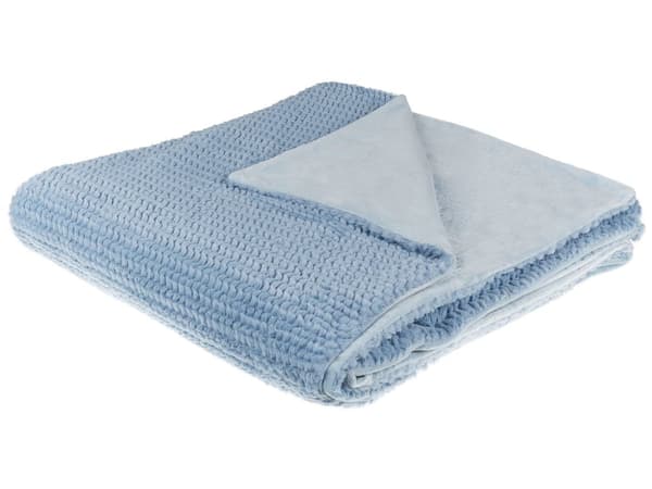 Teppe Blå Polyester 200 x 220 cm Lodden Soft Sengeteppe Hjem Tilbehør