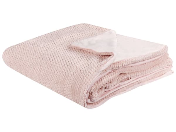 Filt Rosa Polyester 150 x 200 cm Pälsig Mjuk Överkast Hemtillbehör