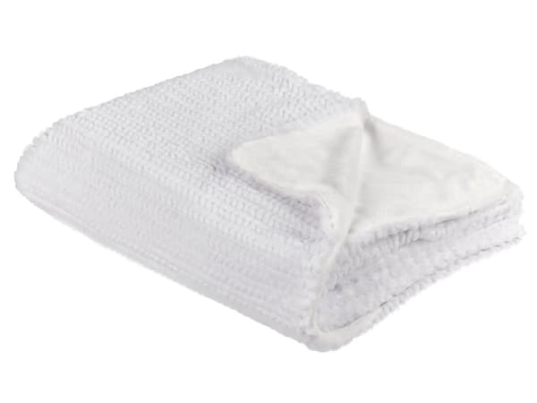 Filt Vit Polyester 150 x 200 cm Pälsig Mjuk Överkast Hemtillbehör