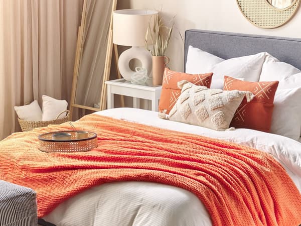 Filt Orange Polyester 150 x 200 cm Pälsig Mjuk Överkast Hemtillbehör