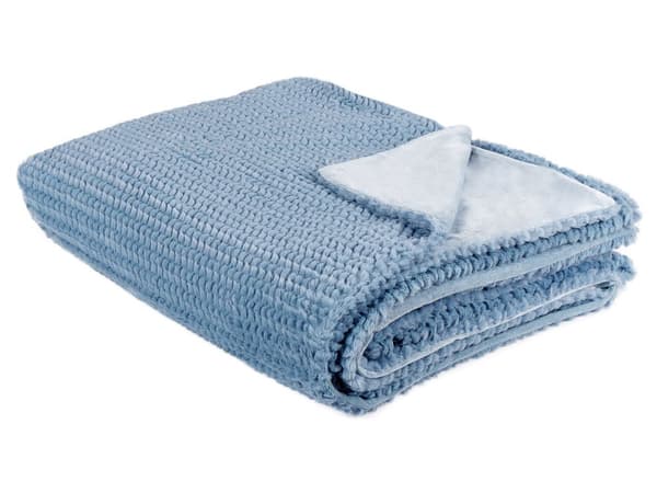 Filt Blå Polyester 150 x 200 cm Pälsig Mjuk Överkast Hemtillbehör