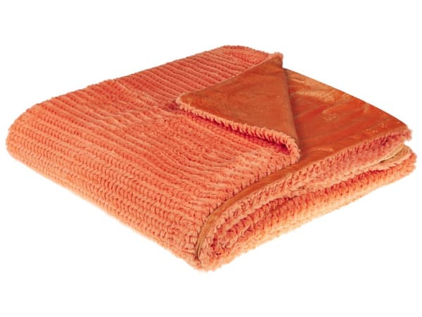 Filt Orange Polyester 200 x 220 cm Pälsig Mjuk Överkast Hemtillbehör