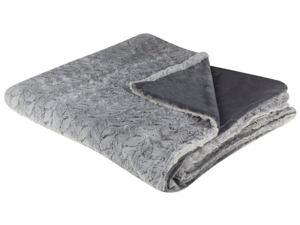 Filt Grå Polyester 200 x 220 cm Blommigt Mönster Mjuk Överkast Hemtillbehör