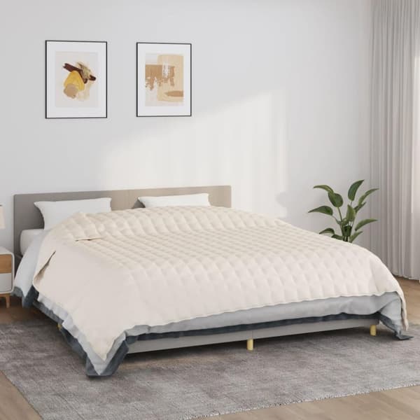 vidaXL Tyngdtäcke gräddvit 235x290 cm 15 kg tyg